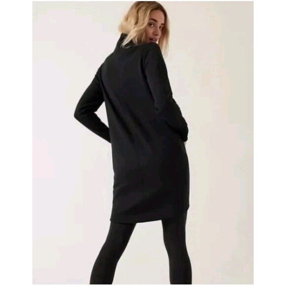Athleta Women Black Cozy Karma Funnel High Neck Sweater Dress Size XS Pocket - Picture 7 of 11